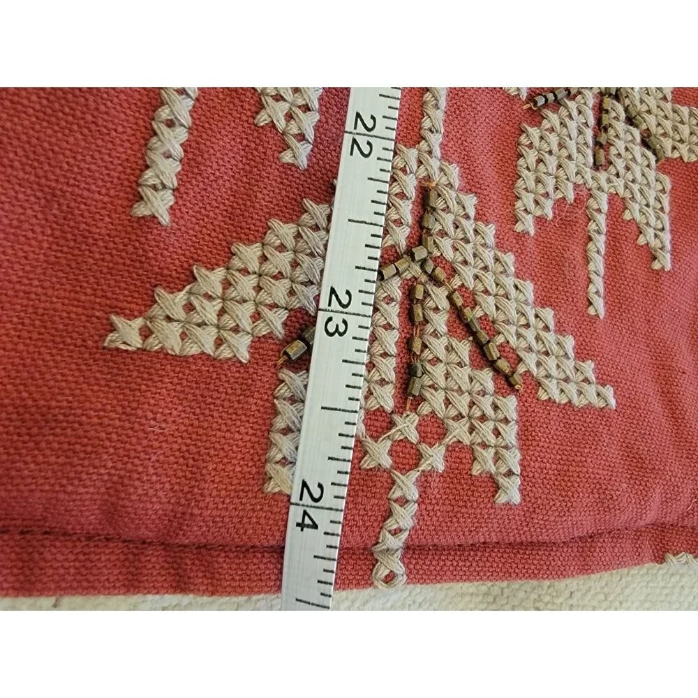 Pottery Barn Red & White Snowflake Pillow Cover Size 24”x 24”
